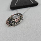 NF 925 Sterling Silver Thailand Marcasite &Crystal 17" Necklace Oval Pendant NEW