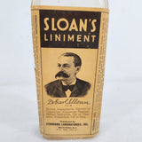 1930s Sloan's Liniment Glass Bottle Original Label Metal Cap Medicine 7" EMPTY