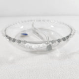 Imperial Glass Candlewick 6.5" Round Divided Relish Dish Clear Glass Beaded Edge