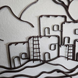 Pueblo 3D Metal Wall Sculpture 50"Wx30"T Dark Brown Enamel Southwest Style LN