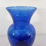 Vtg 80s Cobalt Blue Indiana Glass Illusions Style Glass Vase 11" T w/Flared Rim