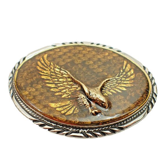 SSI Diamondback Rattler Eagle Belt Buckle Western Handcrafted USA 3-7/8