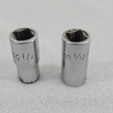 Snap-on 1/4" Drive 6 pt SAE MSV8 1/4" & MSV9 9/32" Sockets USA Made Vintage
