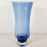 Vintage Cobalt Blue Flower Glass Sommerso Style 9.75" Vase w/Clear Base