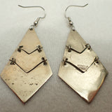 SOMBRAS Mexico Abalone Shell Geometric Dangle Earrings, Alpaca Silver , Vintage