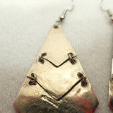 SOMBRAS Mexico Abalone Shell Geometric Dangle Earrings, Alpaca Silver , Vintage
