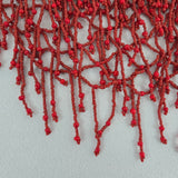 Vtg Multi-Strand Red Beaded Bib Statement Necklace Fringe Layered 18-19.5" VG