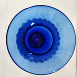 Vtg 80s Cobalt Blue Indiana Glass Illusions Style Glass Vase 11" T w/Flared Rim