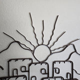 Pueblo 3D Metal Wall Sculpture 50"Wx30"T Dark Brown Enamel Southwest Style LN