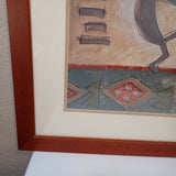 Susan Gillette Signed Original Watercolor Kokopelli Figures Dancing 34x27 Framed