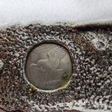 Vintage Howdy 1971 Eisenhower Dollar Coin Western 3.5x2 Belt Buckle Floral