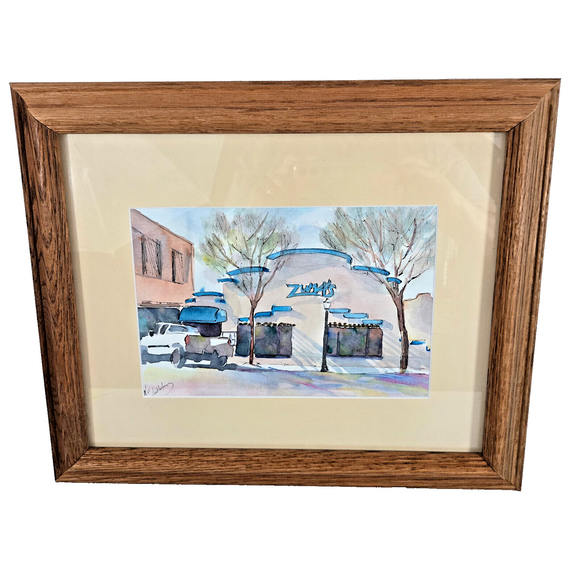 Vintage Southwestern Watercolor: Zummy's Adobe by Kat Wiederhorn - Ready to Hang