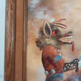 Giclee Canvas Print 13.5" x 11.5" Framed Wolf Kachina Signed Neiz, Netz, or Nelz