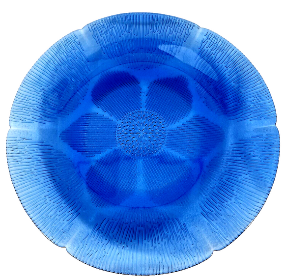 Set of 4 Vtg Fortecrisa Sunflower Colbalt Blue Glass 10