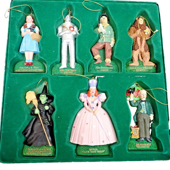 Kurt Adler Wizard of Oz 7 Pc Ornament Set Dorothy Tin Man Scarecrow Lion Witch Glinda Wizard w/Box