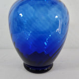 Vtg 80s Cobalt Blue Indiana Glass Illusions Style Glass Vase 11" T w/Flared Rim