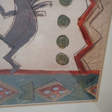 Susan Gillette Signed Original Watercolor Kokopelli Figures Dancing 34x27 Framed