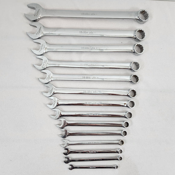 Snap-on 14pc OEX Series 12-Point SAE Flank Drive Combination Wrench Set 1/4