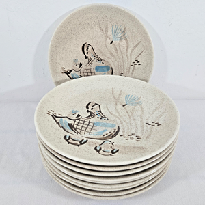 Lot of 10 Red Wing Potteries - Bob White Quail - 10-7/8" Dinner Plates 1962 MCM