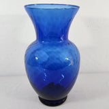 Vtg 80s Cobalt Blue Indiana Glass Illusions Style Glass Vase 11" T w/Flared Rim