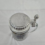 BMFN Three Musketeers Painted Glass Pewter Lidded Beer Stein 7" W. Germany