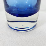 Vintage Cobalt Blue Flower Glass Sommerso Style 9.75" Vase w/Clear Base