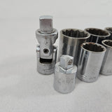 Craftsman 1/2" Drive V-Series SAE 12pt Socket Set 17 pc w/Univ Joint USA Vintage