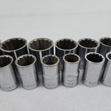 Craftsman 1/2" Drive V-Series SAE 12pt Socket Set 17 pc w/Univ Joint USA Vintage