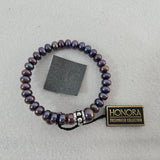 Vtg HONORA Freshwater Pearl Coil Cuff Bracelet & Earrings Set Silver Beads Gift