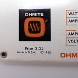 Vintage Ohmite 1968 Double-Sided Ohm's Law Resistance Calculator Slide Rule USA