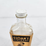 1930s Sloan's Liniment Glass Bottle Original Label Metal Cap Medicine 7" EMPTY