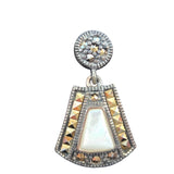Marcasite & Mother of Pearl Dangle Earrings Thailand 925 A Sterling Silver NEW