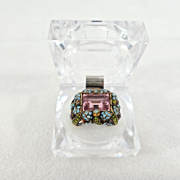 Heidi Daus Damselfly Amethyst Multicolor Swarovski Crystal Ring Size 9 Signed