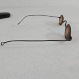 1880s Victorian Tinted Amber Oval Frosted Glass Spectacles w/Round Clear Centers