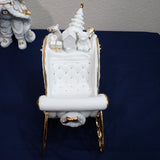 Traditions White Porcelain Santa Sleigh Reindeer Gold Accents w/Box 3pc Set 1999