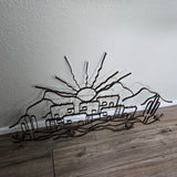 Pueblo 3D Metal Wall Sculpture 50"Wx30"T Dark Brown Enamel Southwest Style LN