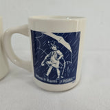 1980s Morton Salt Coffee Mugs: 1914 & 1921 Logos -When It Rains It Pours 3pcs
