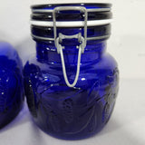 Vtg 1983 Crownford Giftware NY Cobalt Blue Clip-Top Canister Set w/New Seals