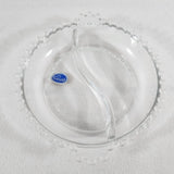 Imperial Glass Candlewick 6.5" Round Divided Relish Dish Clear Glass Beaded Edge