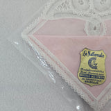 Pink & White La Nationale Brussels Lace Center Bridal Wedding Handkerchief NEW