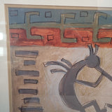 Susan Gillette Signed Original Watercolor Kokopelli Figures Dancing 34x27 Framed