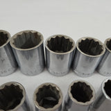 Craftsman 1/2" Drive V-Series SAE 12pt Socket Set 17 pc w/Univ Joint USA Vintage