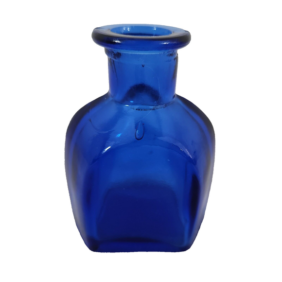 Vintage Cobalt Blue Medicine Apothecary Pharmacy Pressed Glass Bottle 3-3/8