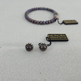 Vtg HONORA Freshwater Pearl Coil Cuff Bracelet & Earrings Set Silver Beads Gift