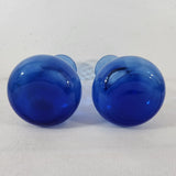 70s Cobalt Blue Indiana Glass Illusions Style Glass Vase 8" Set of 2 Flared Rims