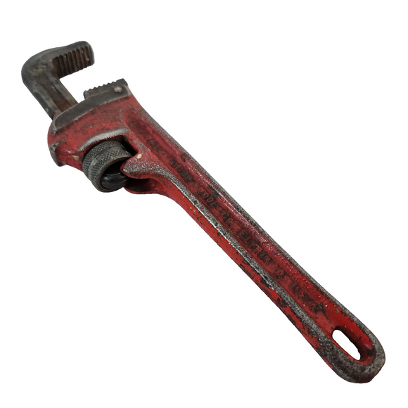 Vtg 1950s Ridge Tool Co Rigid Heavy Duty Straight 8” Adjustable Pipe Wrench Red
