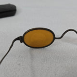 1880s Victorian Tinted Amber Oval Frosted Glass Spectacles w/Round Clear Centers