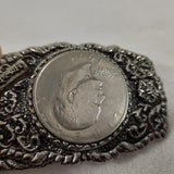 Vintage Howdy Belt Buckle w/1971 Eisenhower Liberty One Dollar Real Coin Mounted