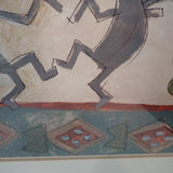 Susan Gillette Signed Original Watercolor Kokopelli Figures Dancing 34x27 Framed
