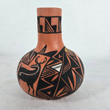 Vtg Hopi Pueblo Acoma 5-5/8" Pottery Vase/Jar w/Heartline Bear Motif - Unsigned